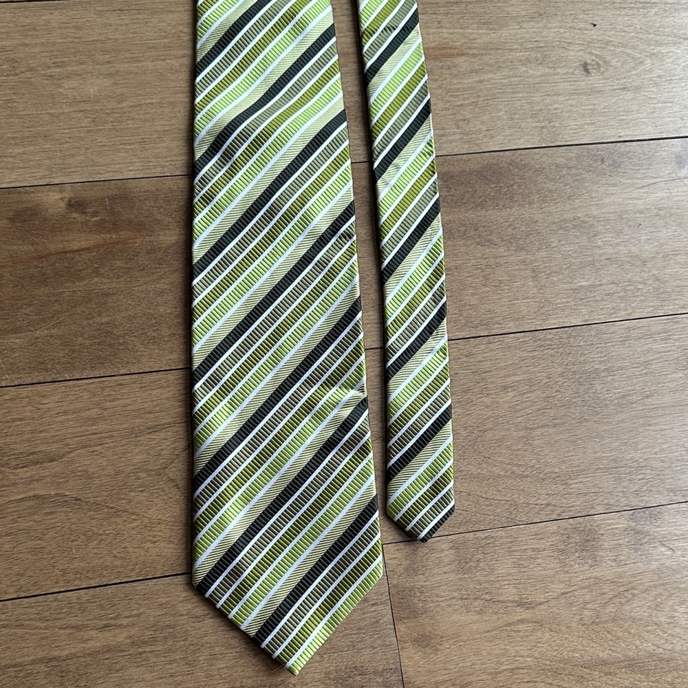 Silk Green and Black Striped Men's Tie